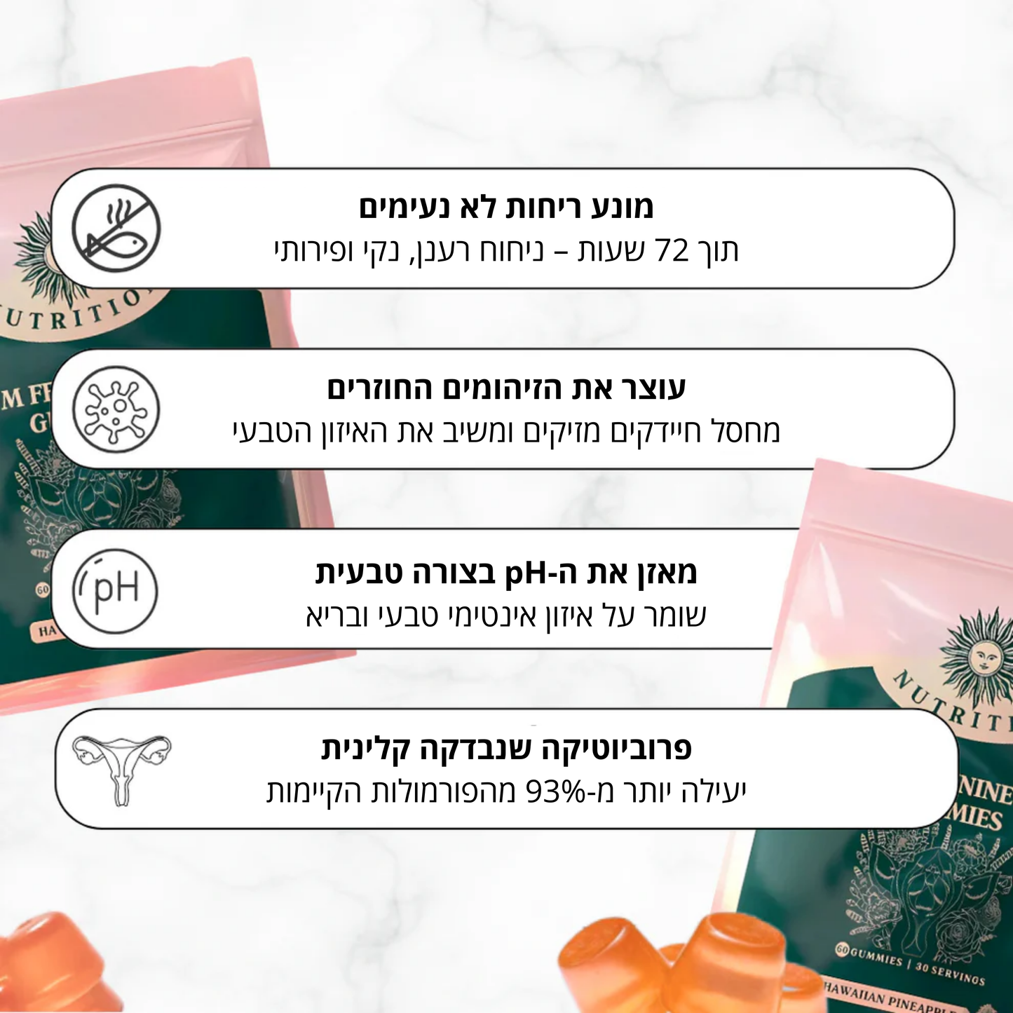 סוכריות הגומי #1 לאיזון הורמונלי & ריח טוב באזור האינטימי